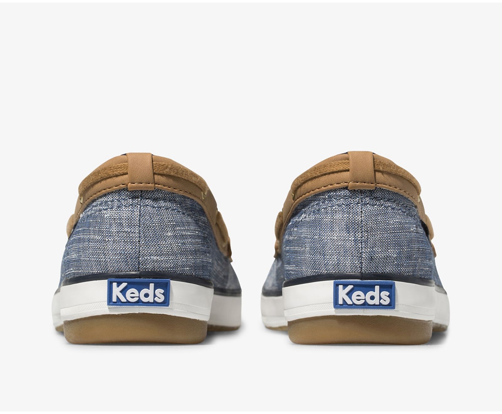 Keds Womens Slip Ons Navy - Charter Airy Chambray - 426OTUBJK